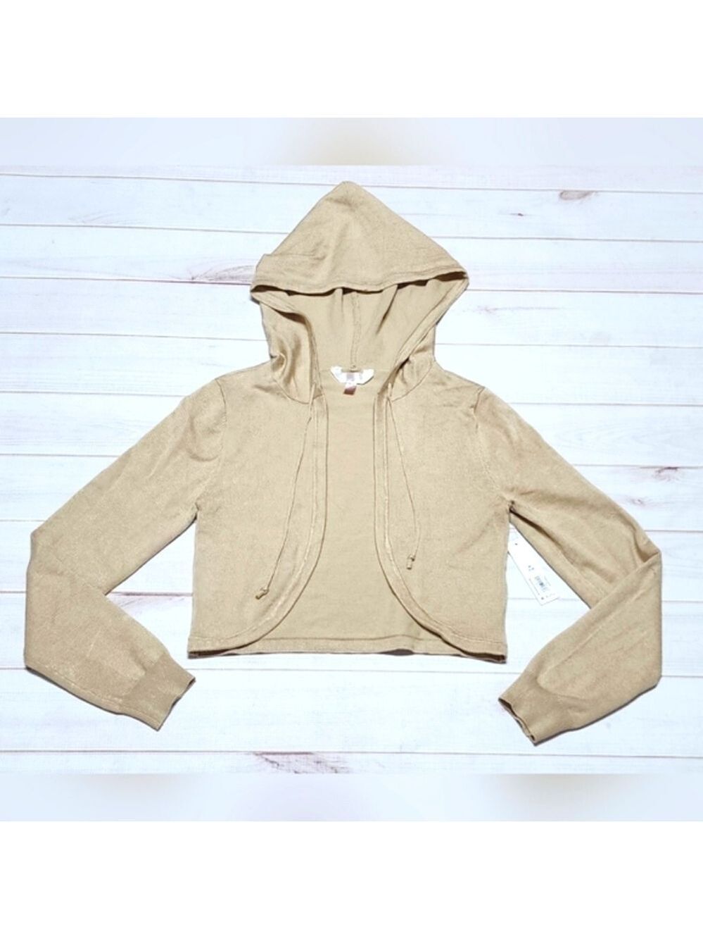 No Boundaries Juniors Tan Shrug With Hood Medium (7-9) New With Tags